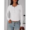 imagePRETTYGARDEN Womens Casual Long Sleeve Tops 2025 Fall Crew Neck Fitted Henley Shirts Basic Tee Blouse Knit Going Out OutfitsWhite