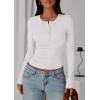 imagePRETTYGARDEN Womens Casual Long Sleeve Tops 2025 Fall Crew Neck Fitted Henley Shirts Basic Tee Blouse Knit Going Out OutfitsWhite