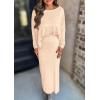 imagePRETTYGARDEN Womens Fall 2025 Two Piece Matching Skirt Sets Long Sleeve Tops Maxi Long Slit Bodycon Skirts Vacation OutfitsApricot