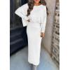 imagePRETTYGARDEN Womens Fall 2025 Two Piece Matching Skirt Sets Long Sleeve Tops Maxi Long Slit Bodycon Skirts Vacation OutfitsWhite