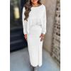 imagePRETTYGARDEN Womens Fall 2025 Two Piece Matching Skirt Sets Long Sleeve Tops Maxi Long Slit Bodycon Skirts Vacation OutfitsWhite