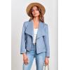 imagePRETTYGARDEN Womens Faux Suede Jackets 2025 Fashion Fall Clothes Long Sleeve Open Front Cropped Coat OutwearLight Blue