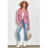 imagePRETTYGARDEN Womens Faux Suede Jackets 2025 Fashion Fall Clothes Long Sleeve Open Front Cropped Coat OutwearPink