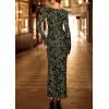 imagePRETTYGARDEN Womens Floral Bodycon Maxi Dress 2025 Fall Elegant Mesh Long Sleeve Formal Wedding Guest Cocktail DressesArmy Green