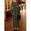 imagePRETTYGARDEN Womens Floral Bodycon Maxi Dress 2025 Fall Elegant Mesh Long Sleeve Formal Wedding Guest Cocktail DressesArmy Green