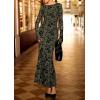 imagePRETTYGARDEN Womens Floral Bodycon Maxi Dress 2025 Fall Elegant Mesh Long Sleeve Formal Wedding Guest Cocktail DressesArmy Green