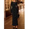 imagePRETTYGARDEN Womens Floral Bodycon Maxi Dress 2025 Fall Elegant Mesh Long Sleeve Formal Wedding Guest Cocktail DressesBlack