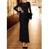 imagePRETTYGARDEN Womens Floral Bodycon Maxi Dress 2025 Fall Elegant Mesh Long Sleeve Formal Wedding Guest Cocktail DressesBlack