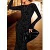 imagePRETTYGARDEN Womens Floral Bodycon Maxi Dress 2025 Fall Elegant Mesh Long Sleeve Formal Wedding Guest Cocktail DressesBlack