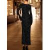 imagePRETTYGARDEN Womens Floral Bodycon Maxi Dress 2025 Fall Elegant Mesh Long Sleeve Formal Wedding Guest Cocktail DressesBlack
