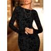 imagePRETTYGARDEN Womens Floral Bodycon Maxi Dress 2025 Fall Elegant Mesh Long Sleeve Formal Wedding Guest Cocktail DressesBlack