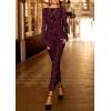 imagePRETTYGARDEN Womens Floral Bodycon Maxi Dress 2025 Fall Elegant Mesh Long Sleeve Formal Wedding Guest Cocktail DressesBurgundy