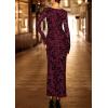 imagePRETTYGARDEN Womens Floral Bodycon Maxi Dress 2025 Fall Elegant Mesh Long Sleeve Formal Wedding Guest Cocktail DressesBurgundy