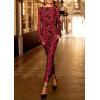 imagePRETTYGARDEN Womens Floral Bodycon Maxi Dress 2025 Fall Elegant Mesh Long Sleeve Formal Wedding Guest Cocktail DressesRed