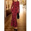imagePRETTYGARDEN Womens Floral Bodycon Maxi Dress 2025 Fall Elegant Mesh Long Sleeve Formal Wedding Guest Cocktail DressesRed