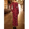 imagePRETTYGARDEN Womens Floral Bodycon Maxi Dress 2025 Fall Elegant Mesh Long Sleeve Formal Wedding Guest Cocktail DressesRed