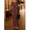 imagePRETTYGARDEN Womens Floral Bodycon Maxi Dress 2025 Fall Elegant Mesh Long Sleeve Formal Wedding Guest Cocktail DressesRust
