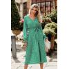imagePRETTYGARDEN Womens Floral Boho Dress Fall Long Sleeve Wrap V Neck Ruffle Flowy Maxi Spring Wedding Guest Vacation DressesBgreen