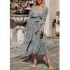 imagePRETTYGARDEN Womens Floral Boho Dress Fall Long Sleeve Wrap V Neck Ruffle Flowy Maxi Spring Wedding Guest Vacation DressesBlack