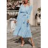 imagePRETTYGARDEN Womens Floral Boho Dress Fall Long Sleeve Wrap V Neck Ruffle Flowy Maxi Spring Wedding Guest Vacation DressesDark Blue
