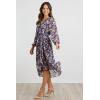 imagePRETTYGARDEN Womens Floral Boho Dress Fall Long Sleeve Wrap V Neck Ruffle Flowy Maxi Spring Wedding Guest Vacation DressesFloral Purple