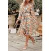 imagePRETTYGARDEN Womens Floral Boho Dress Fall Long Sleeve Wrap V Neck Ruffle Flowy Maxi Spring Wedding Guest Vacation DressesFloral Yellow