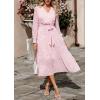 imagePRETTYGARDEN Womens Floral Boho Dress Fall Long Sleeve Wrap V Neck Ruffle Flowy Maxi Spring Wedding Guest Vacation DressesPink