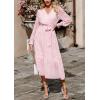 imagePRETTYGARDEN Womens Floral Boho Dress Fall Long Sleeve Wrap V Neck Ruffle Flowy Maxi Spring Wedding Guest Vacation DressesPink