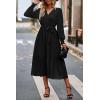 imagePRETTYGARDEN Womens Floral Boho Dress Fall Long Sleeve Wrap V Neck Ruffle Flowy Maxi Spring Wedding Guest Vacation DressesSolid Black