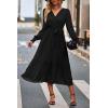 imagePRETTYGARDEN Womens Floral Boho Dress Fall Long Sleeve Wrap V Neck Ruffle Flowy Maxi Spring Wedding Guest Vacation DressesSolid Black