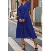 imagePRETTYGARDEN Womens Floral Boho Dress Fall Long Sleeve Wrap V Neck Ruffle Flowy Maxi Spring Wedding Guest Vacation DressesSolid Blue