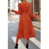 imagePRETTYGARDEN Womens Floral Boho Dress Fall Long Sleeve Wrap V Neck Ruffle Flowy Maxi Spring Wedding Guest Vacation DressesSolid Brick Red