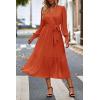 imagePRETTYGARDEN Womens Floral Boho Dress Fall Long Sleeve Wrap V Neck Ruffle Flowy Maxi Spring Wedding Guest Vacation DressesSolid Brick Red