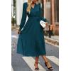 imagePRETTYGARDEN Womens Floral Boho Dress Fall Long Sleeve Wrap V Neck Ruffle Flowy Maxi Spring Wedding Guest Vacation DressesSolid Lake Blue