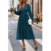 imagePRETTYGARDEN Womens Floral Boho Dress Fall Long Sleeve Wrap V Neck Ruffle Flowy Maxi Spring Wedding Guest Vacation DressesSolid Lake Blue