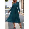 imagePRETTYGARDEN Womens Floral Boho Dress Fall Long Sleeve Wrap V Neck Ruffle Flowy Maxi Spring Wedding Guest Vacation DressesSolid Lake Blue