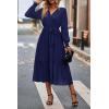 imagePRETTYGARDEN Womens Floral Boho Dress Fall Long Sleeve Wrap V Neck Ruffle Flowy Maxi Spring Wedding Guest Vacation DressesSolid Navy