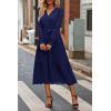 imagePRETTYGARDEN Womens Floral Boho Dress Fall Long Sleeve Wrap V Neck Ruffle Flowy Maxi Spring Wedding Guest Vacation DressesSolid Navy
