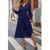imagePRETTYGARDEN Womens Floral Boho Dress Fall Long Sleeve Wrap V Neck Ruffle Flowy Maxi Spring Wedding Guest Vacation DressesSolid Navy