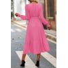 imagePRETTYGARDEN Womens Floral Boho Dress Fall Long Sleeve Wrap V Neck Ruffle Flowy Maxi Spring Wedding Guest Vacation DressesSolid Rose Pink