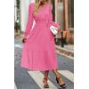 imagePRETTYGARDEN Womens Floral Boho Dress Fall Long Sleeve Wrap V Neck Ruffle Flowy Maxi Spring Wedding Guest Vacation DressesSolid Rose Pink