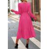 imagePRETTYGARDEN Womens Floral Boho Dress Fall Long Sleeve Wrap V Neck Ruffle Flowy Maxi Spring Wedding Guest Vacation DressesSolid Rose Red