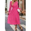 imagePRETTYGARDEN Womens Floral Boho Dress Fall Long Sleeve Wrap V Neck Ruffle Flowy Maxi Spring Wedding Guest Vacation DressesSolid Rose Red