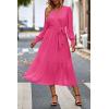 imagePRETTYGARDEN Womens Floral Boho Dress Fall Long Sleeve Wrap V Neck Ruffle Flowy Maxi Spring Wedding Guest Vacation DressesSolid Rose Red
