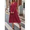 imagePRETTYGARDEN Womens Floral Boho Dress Fall Long Sleeve Wrap V Neck Ruffle Flowy Maxi Spring Wedding Guest Vacation DressesSolid Wine Red