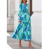 imagePRETTYGARDEN Womens Floral Maxi Dress 2025 Fall Long Sleeve V Neck Casual A Line Long Flowy Boho Party DressesBlue