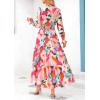 imagePRETTYGARDEN Womens Floral Maxi Dress 2025 Fall Long Sleeve V Neck Casual A Line Long Flowy Boho Party DressesFloral Apricot Rose Red