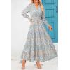 imagePRETTYGARDEN Womens Floral Maxi Dress 2025 Fall Long Sleeve V Neck Casual A Line Long Flowy Boho Party DressesFloral Blue White