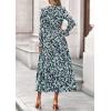 imagePRETTYGARDEN Womens Floral Maxi Dress 2025 Fall Long Sleeve V Neck Casual A Line Long Flowy Boho Party DressesFloral Blue Yellow