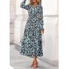 imagePRETTYGARDEN Womens Floral Maxi Dress 2025 Fall Long Sleeve V Neck Casual A Line Long Flowy Boho Party DressesFloral Blue Yellow